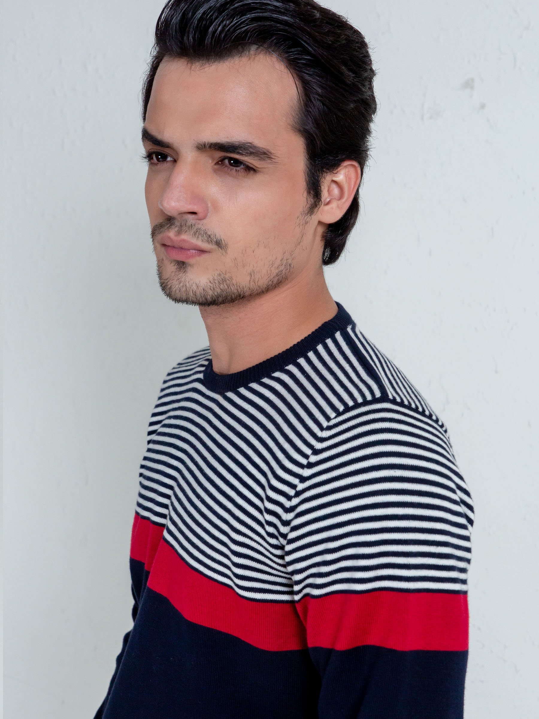 Red & Blue Contrasting Striped Sweater