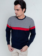 Red & Blue Contrasting Striped Sweater