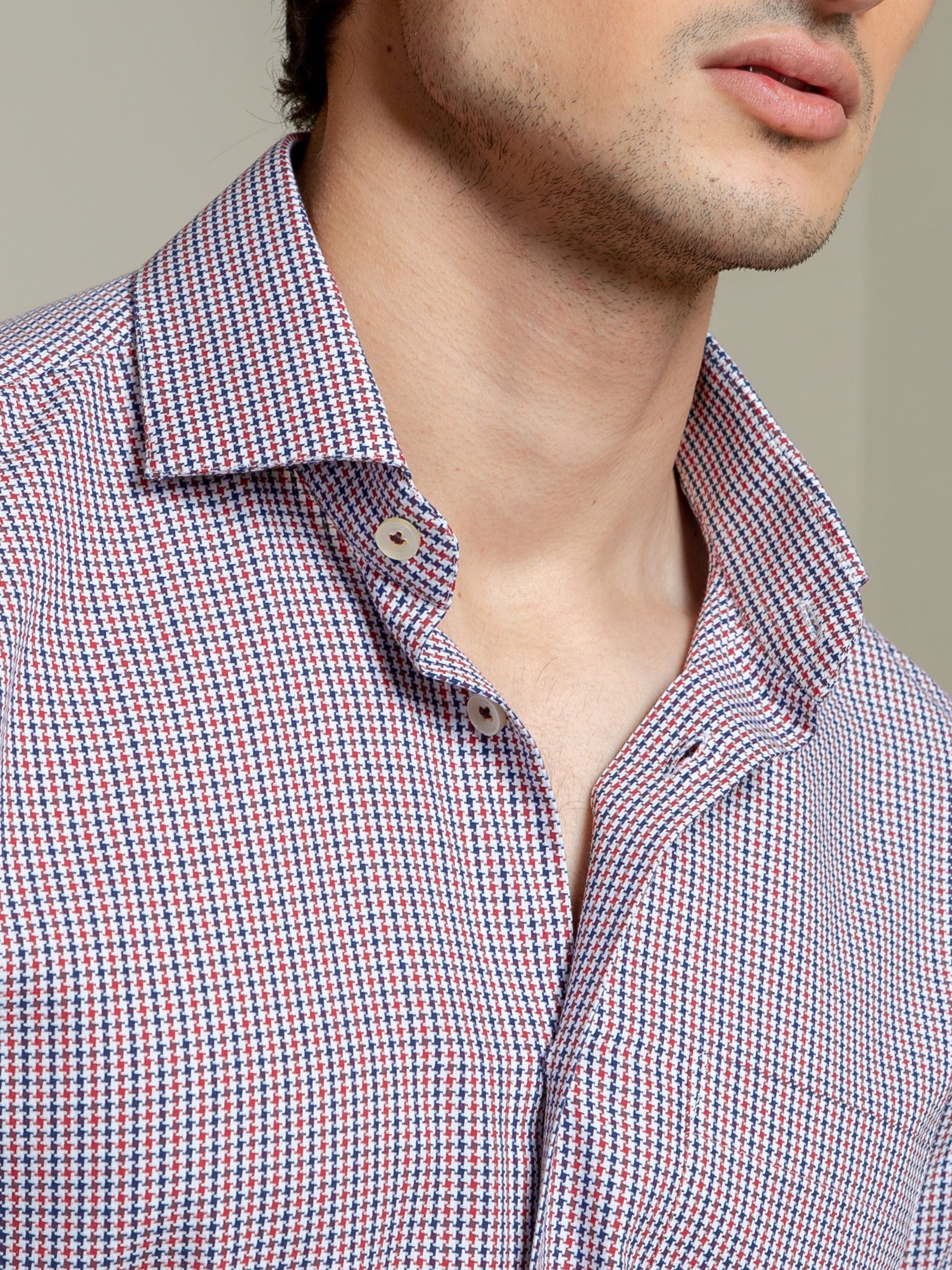Red & Blue Houndstooth Formal Shirt