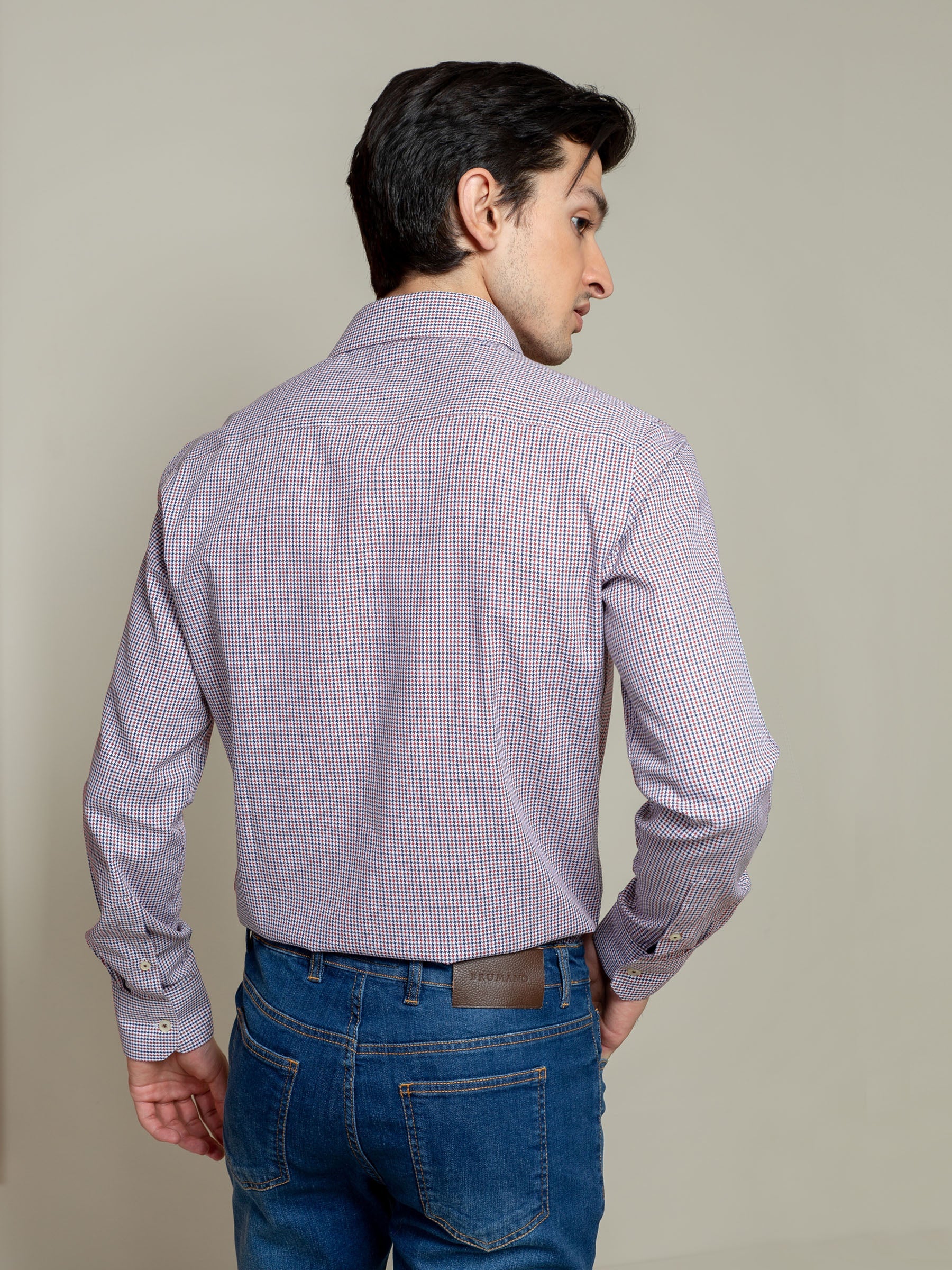 Red & Blue Houndstooth Formal Shirt