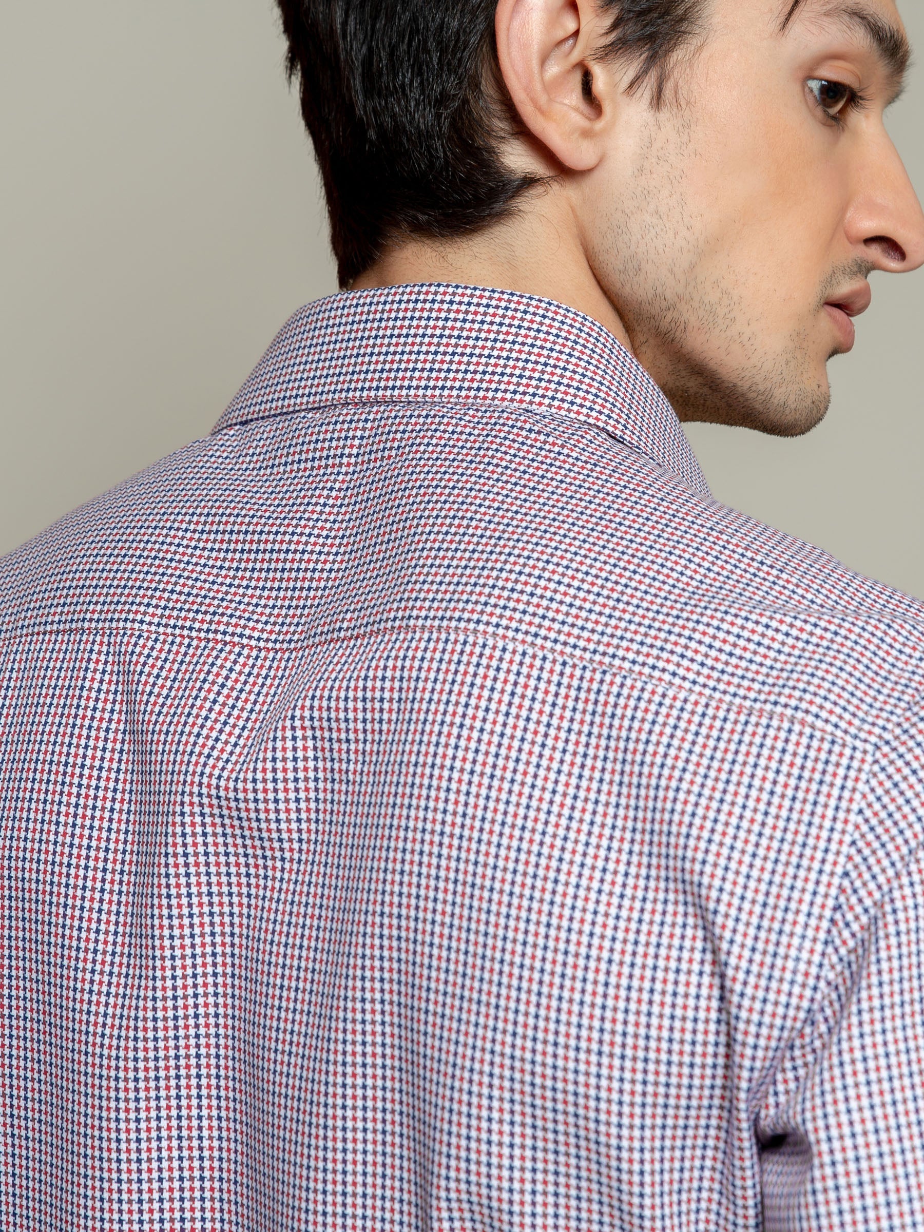 Red & Blue Houndstooth Formal Shirt