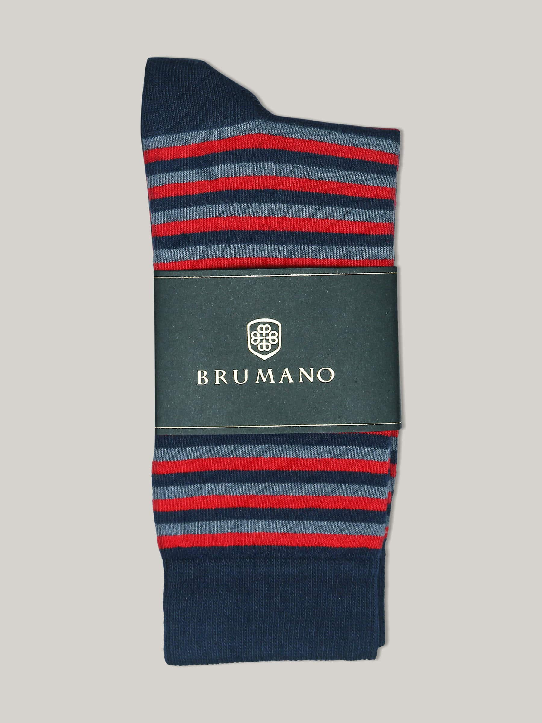 Red & Blue Striped Cotton Socks