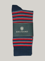 Red & Blue Striped Cotton Socks
