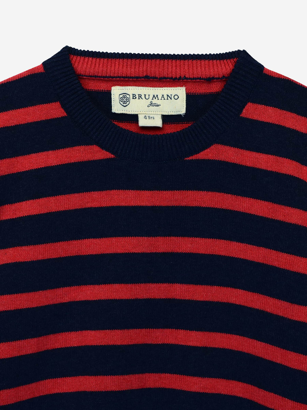 Red & Blue Striped Crew Neck Sweater