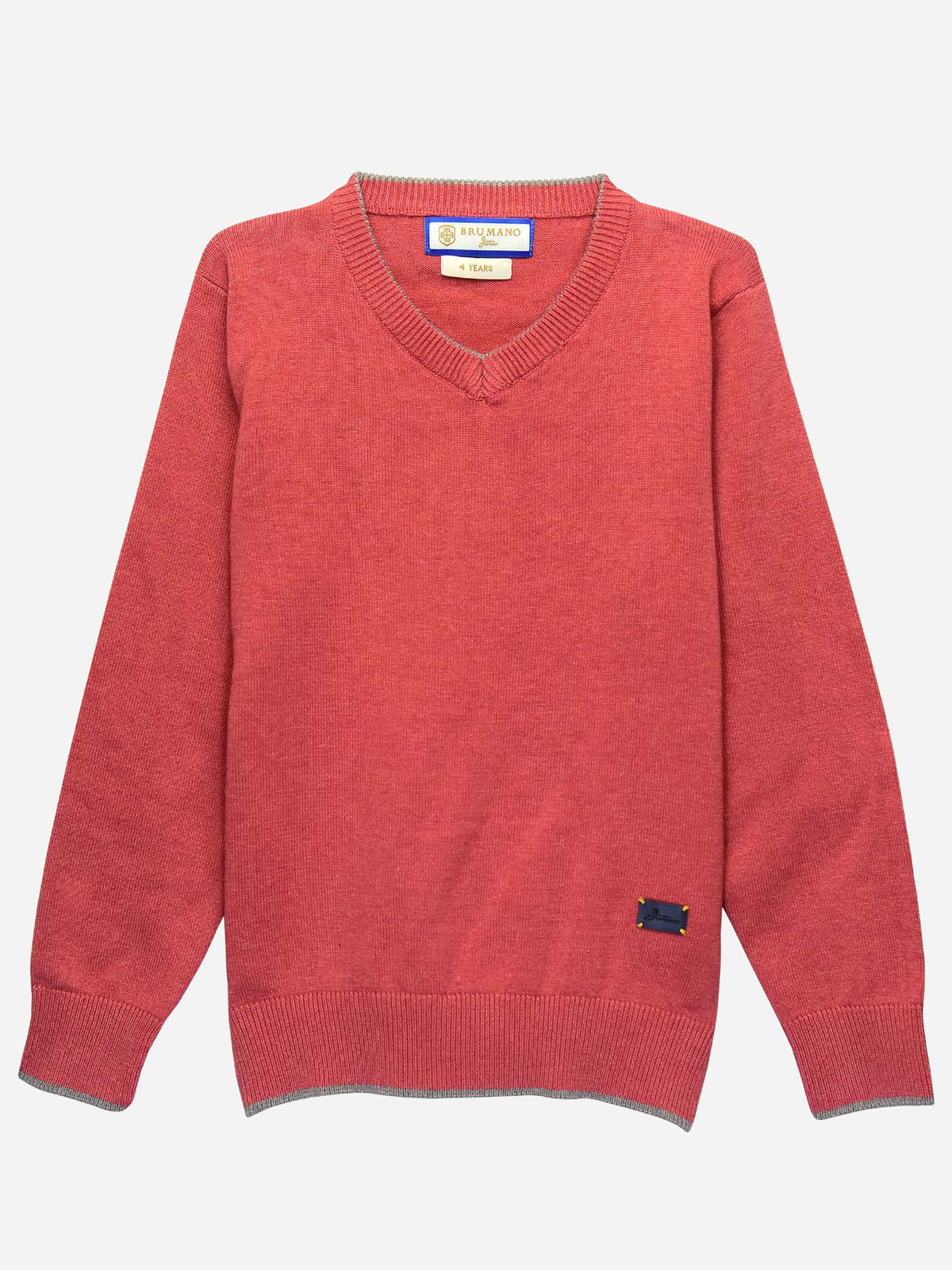 Red Casual V-Neck Sweater