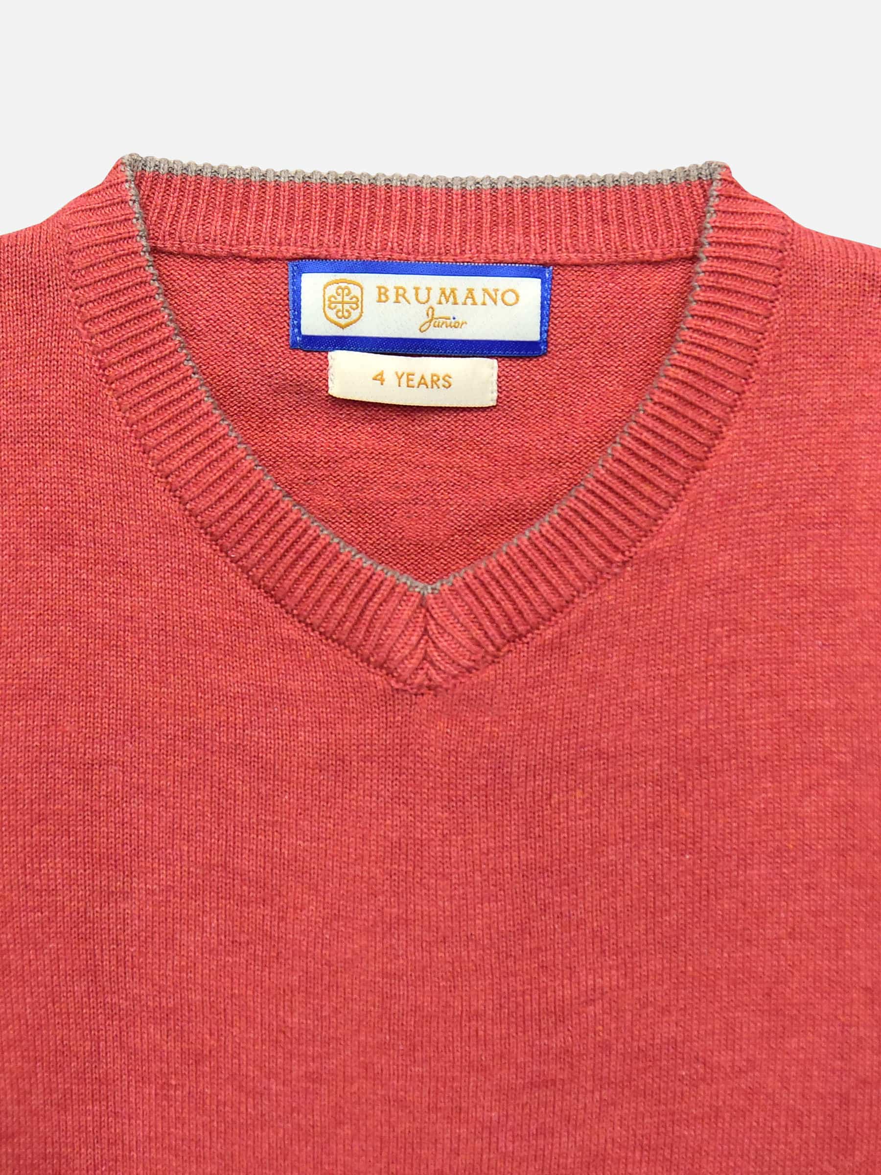 Red Casual V-Neck Sweater