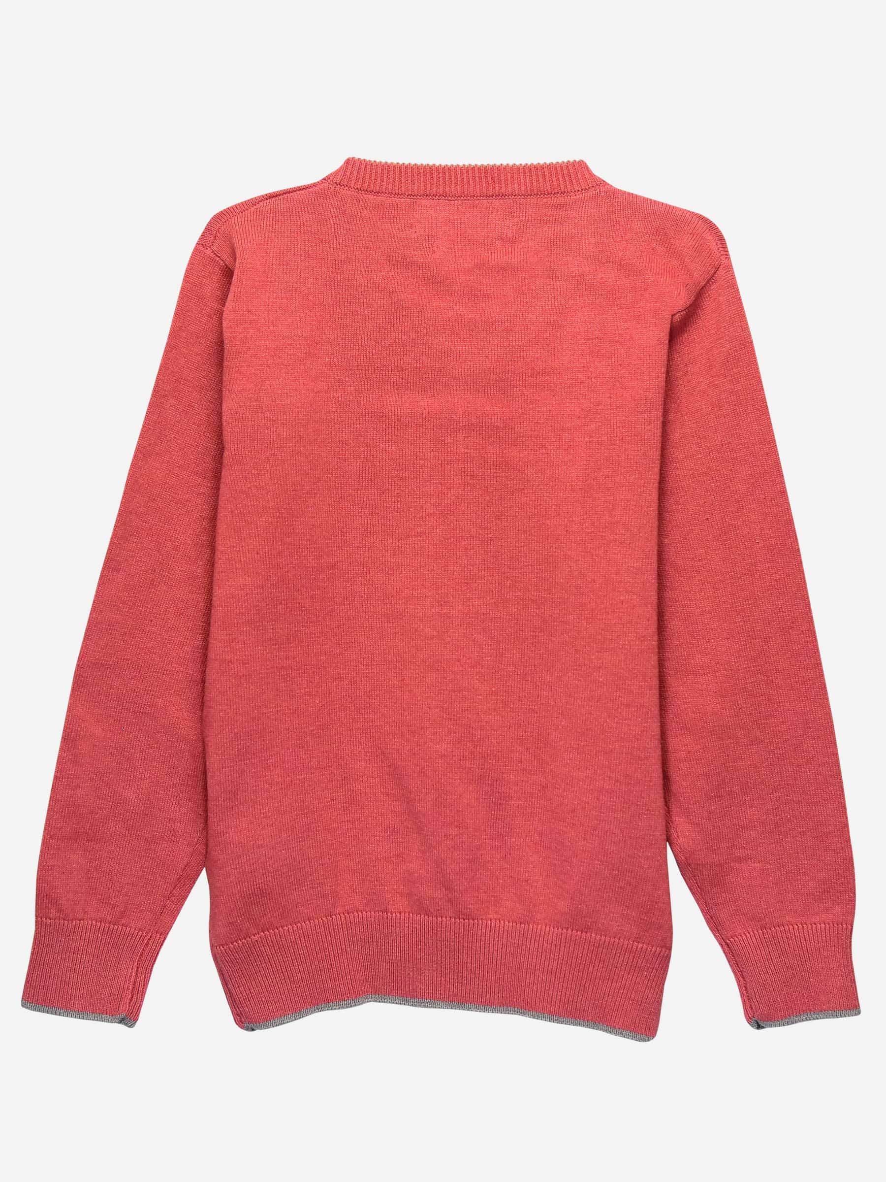 Red Casual V-Neck Sweater
