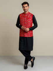 Red Embroidered Sartoria Waistcoat