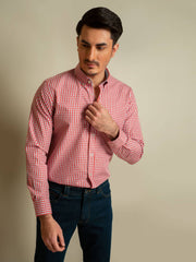 Red Gingham Poplin Shirt