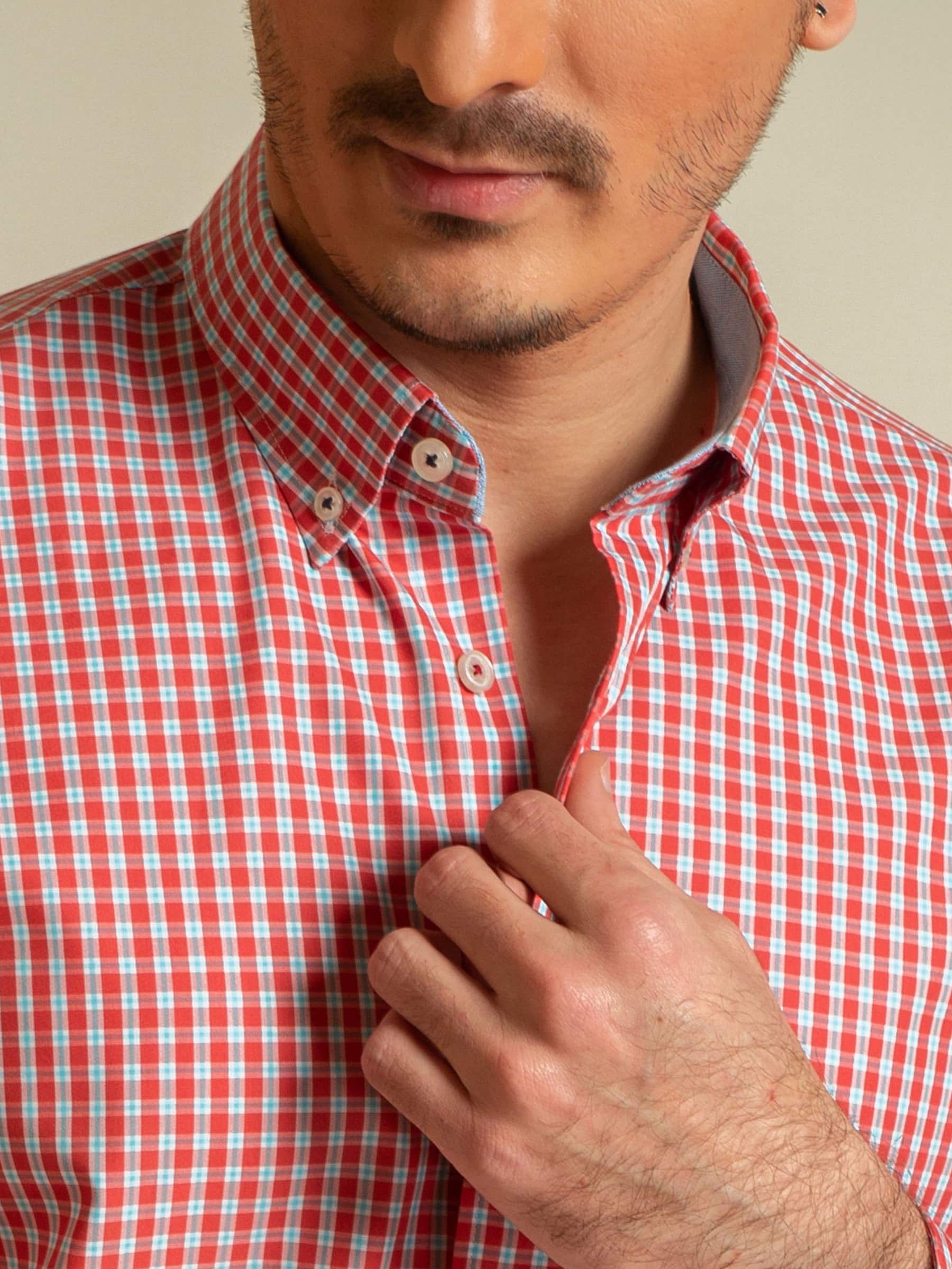 Red Gingham Poplin Shirt