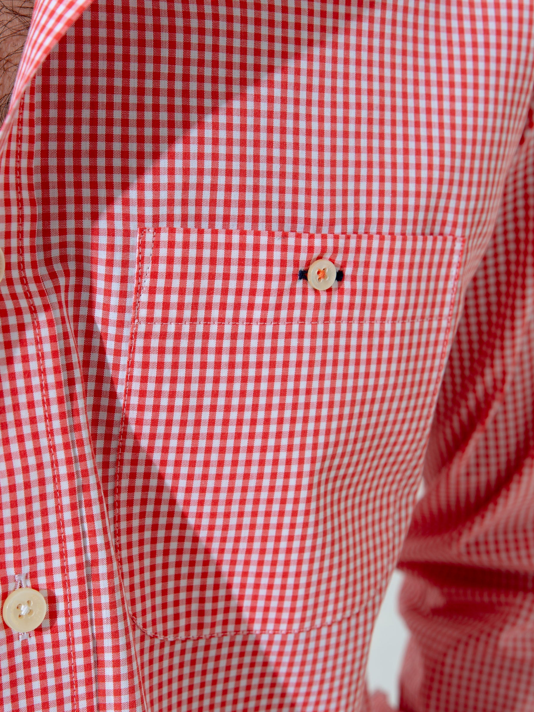 Red Micro Gingham Shirt With Detailing