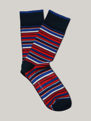 Red Multi Color Striped Cotton Socks