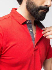 Slim-Fit Red Pima Polo Shirt