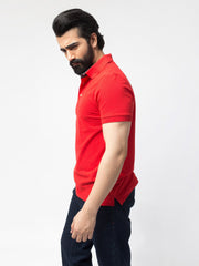 Slim-Fit Red Pima Polo Shirt