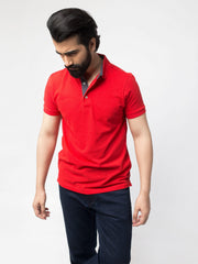 Slim-Fit Red Pima Polo Shirt