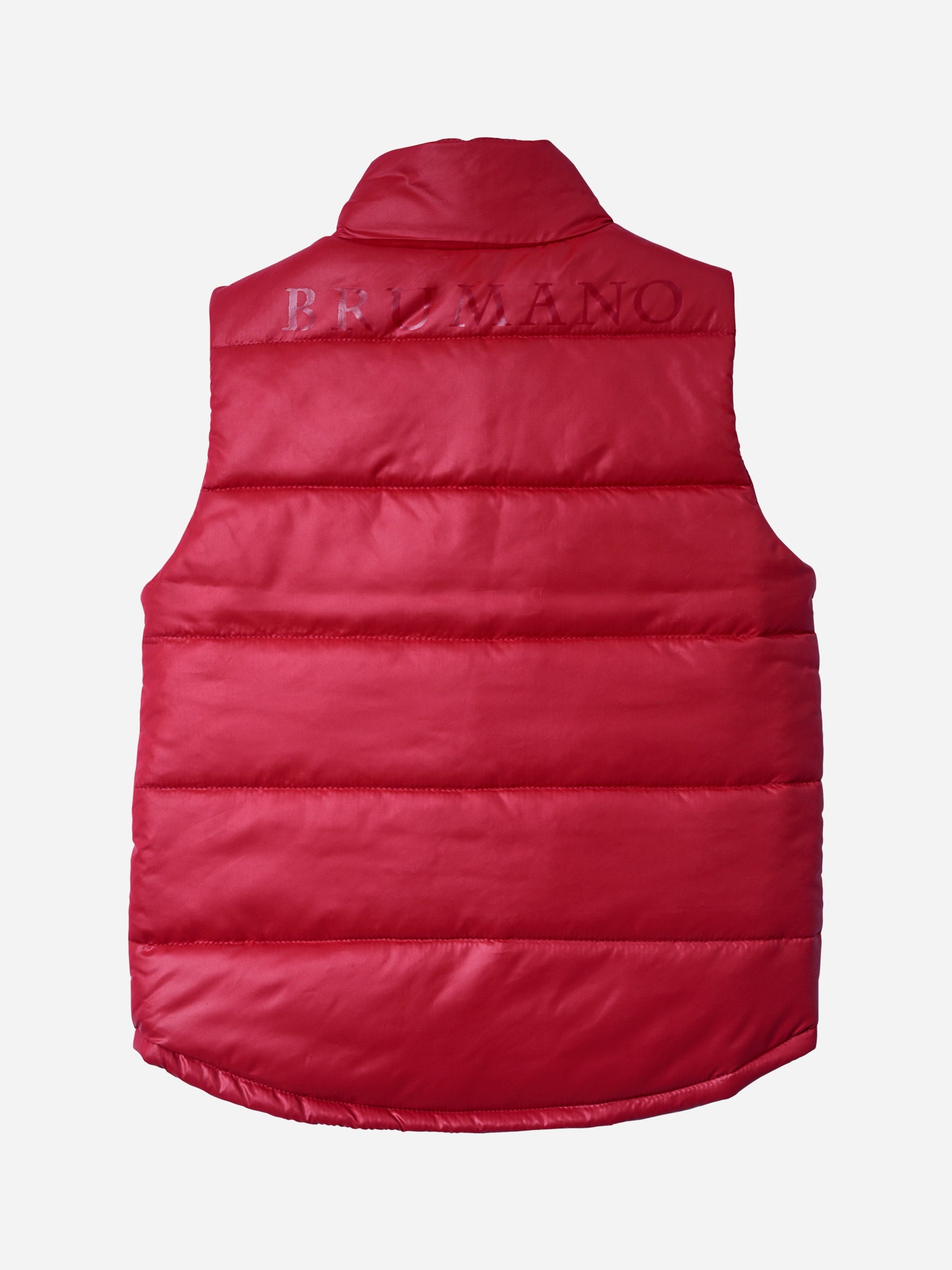 Red Sleeveless Casual Puffer Jacket
