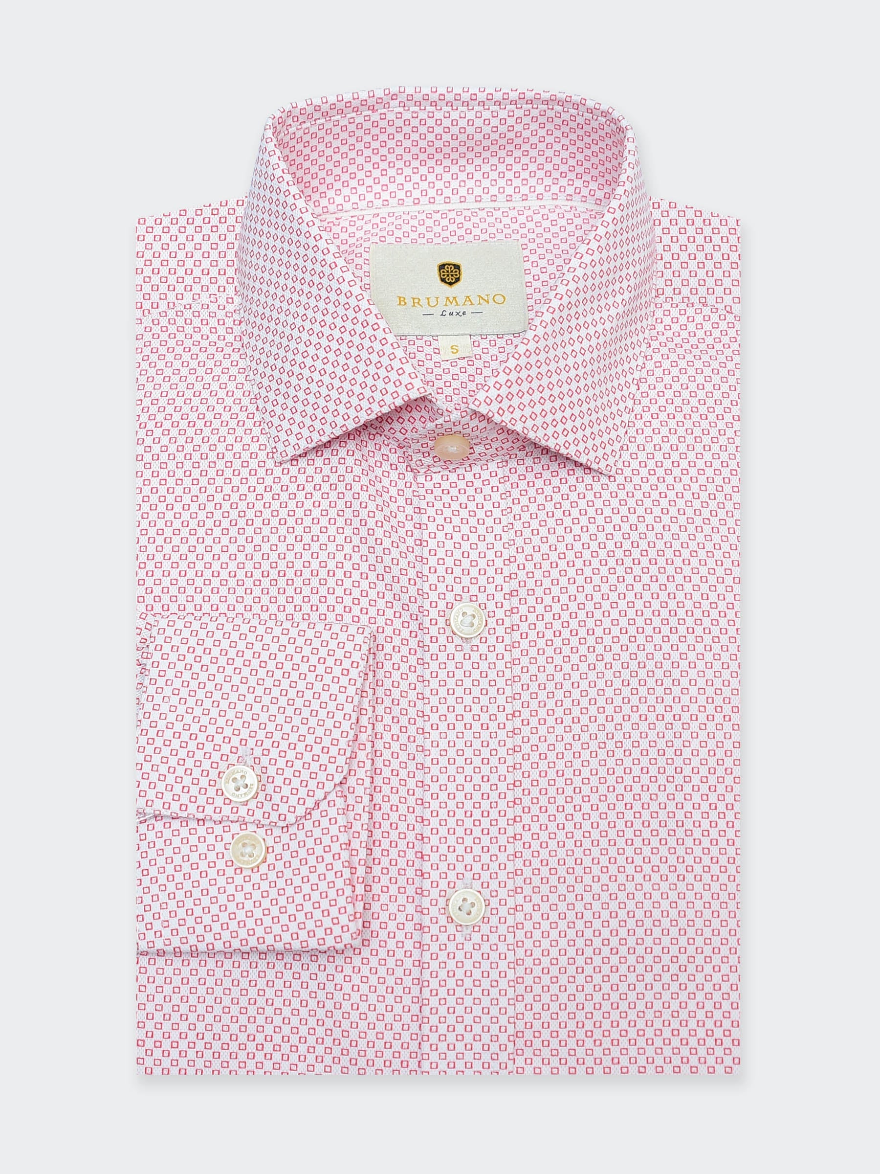 Red Structured Printed Formal Shirt - Luxe