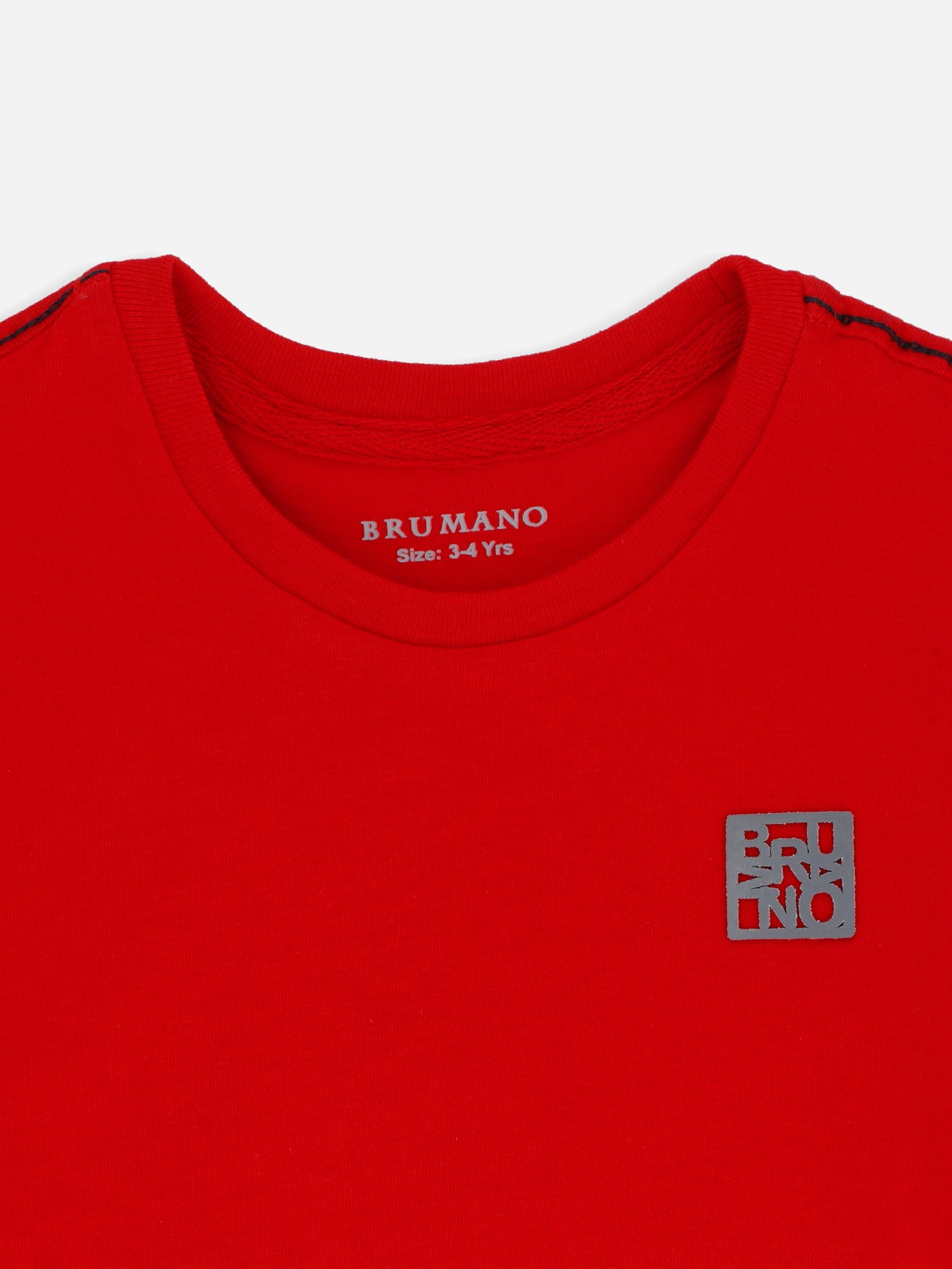 Red Basic Crew Neck Casual T-Shirt