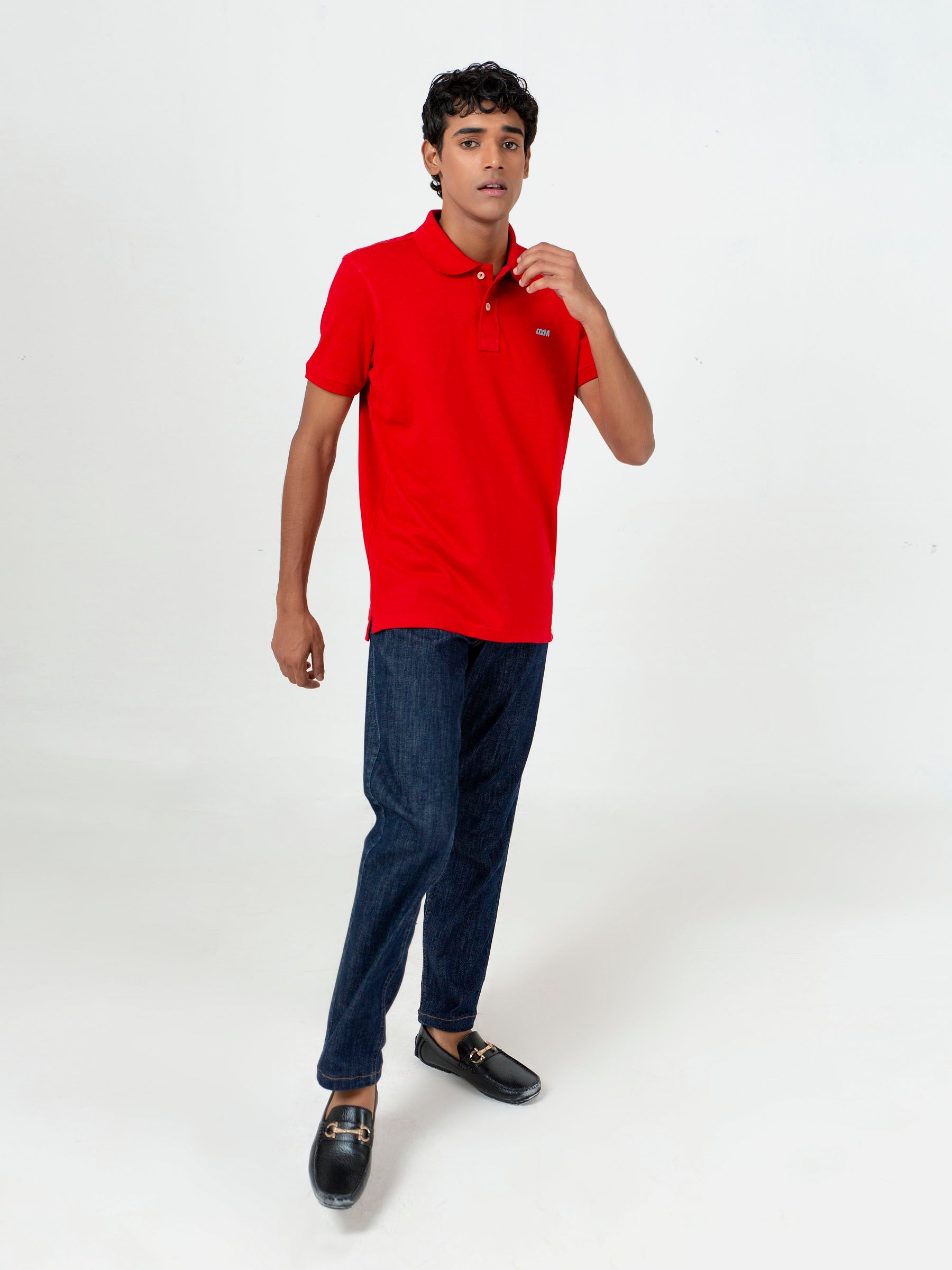 Red Basic Pique Polo Shirt