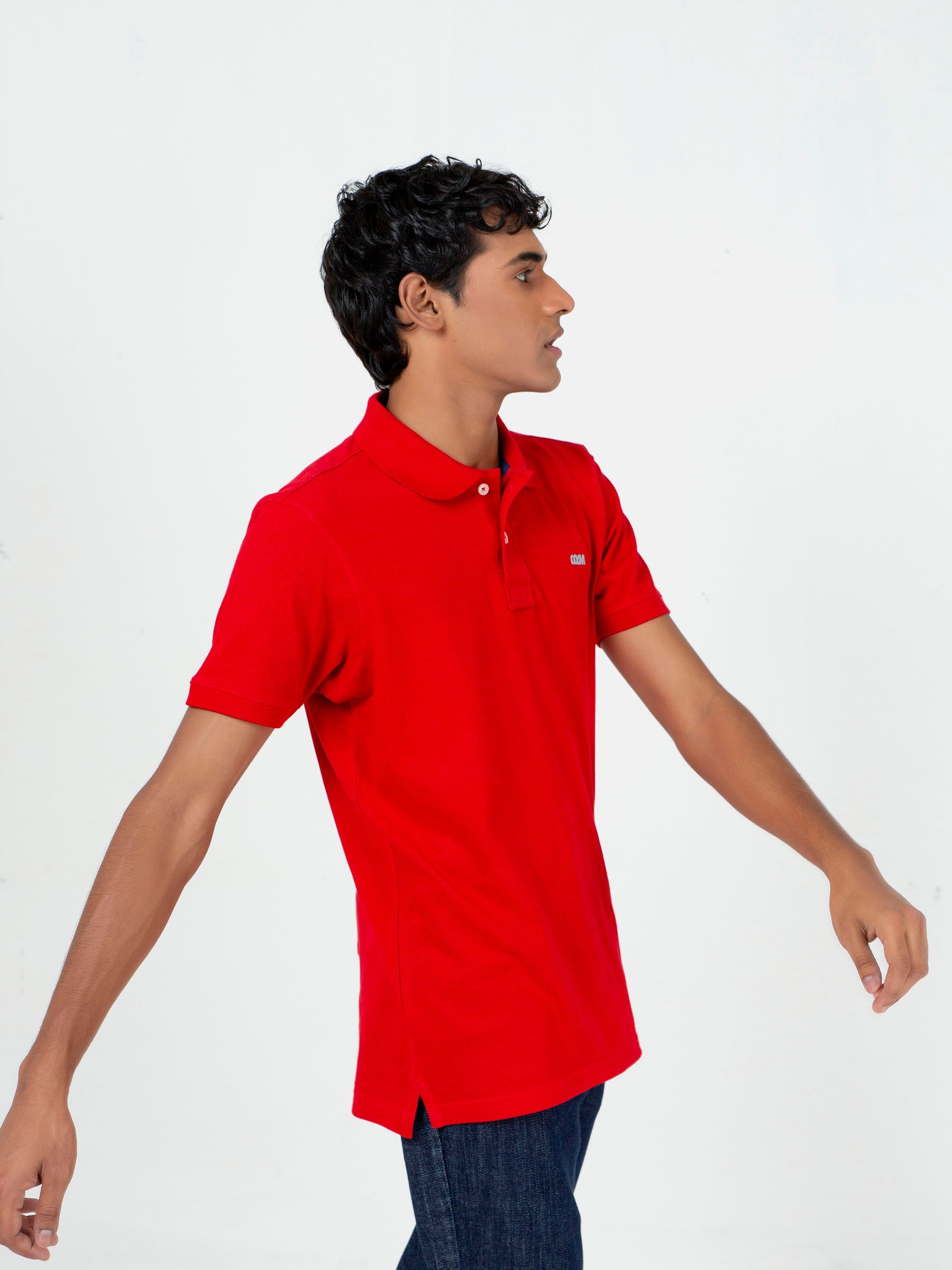 Red Basic Pique Polo Shirt
