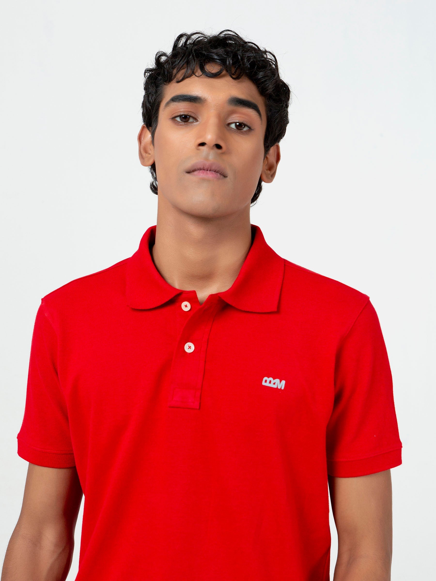 Red Basic Pique Polo Shirt