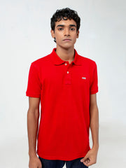 Red Basic Pique Polo Shirt