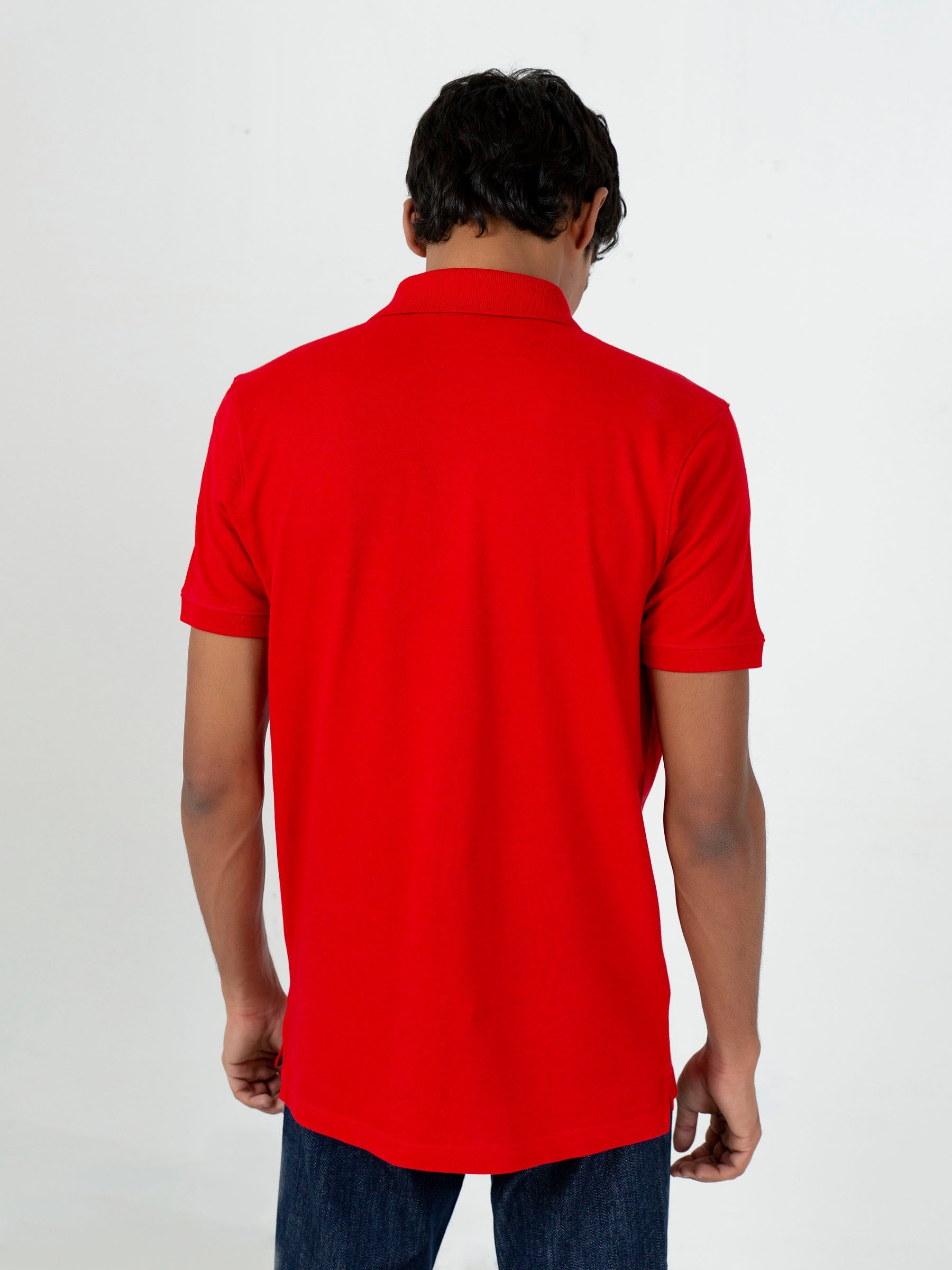 Red Basic Pique Polo Shirt