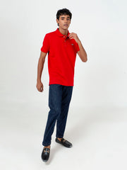 Red Basic Pique Polo Shirt