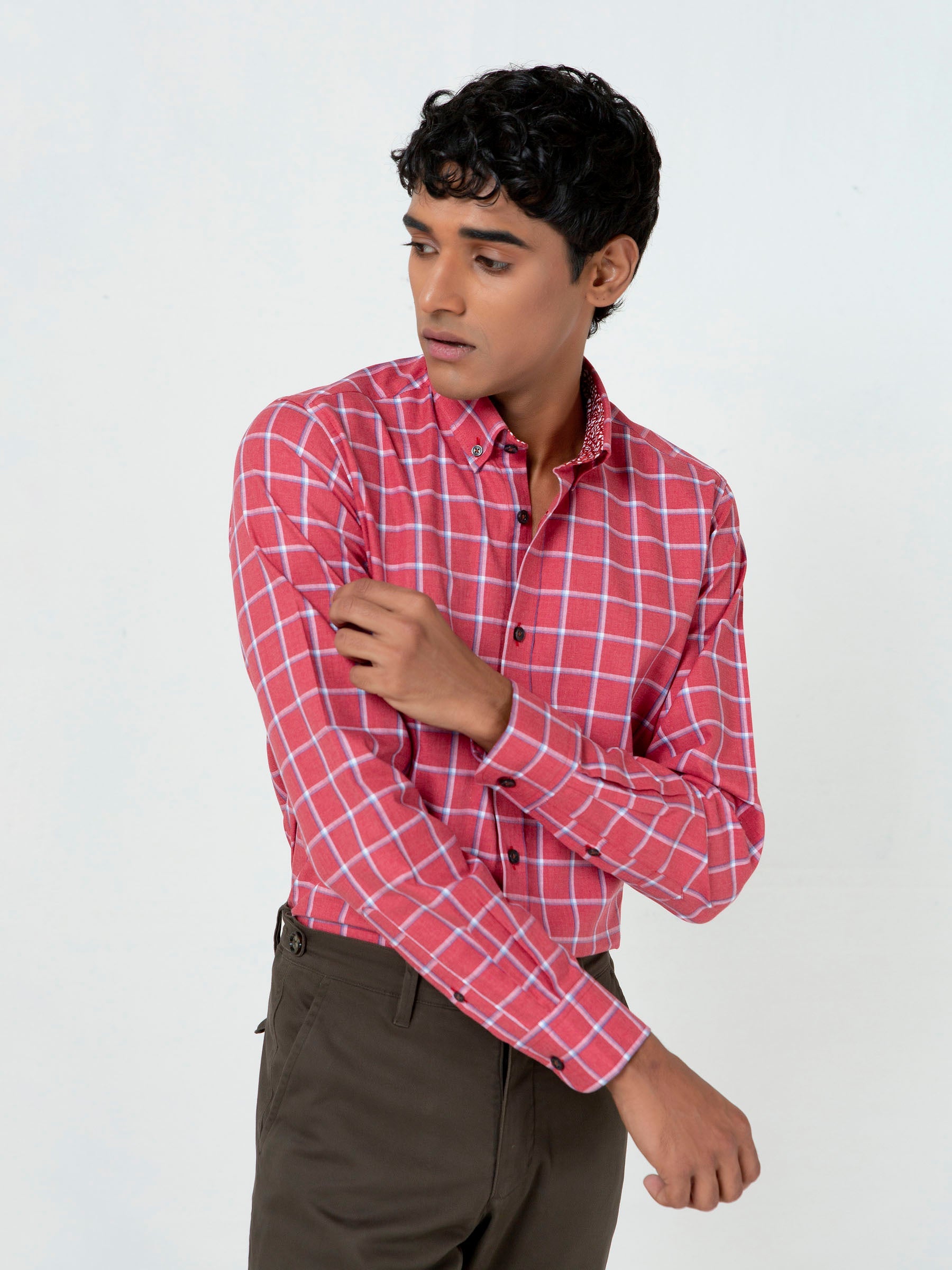Red Checkered Button Down Shirt