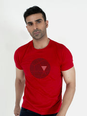 Red Graphic Geometric Printed T-Shirt