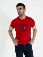Red Graphic Geometric Printed T-Shirt