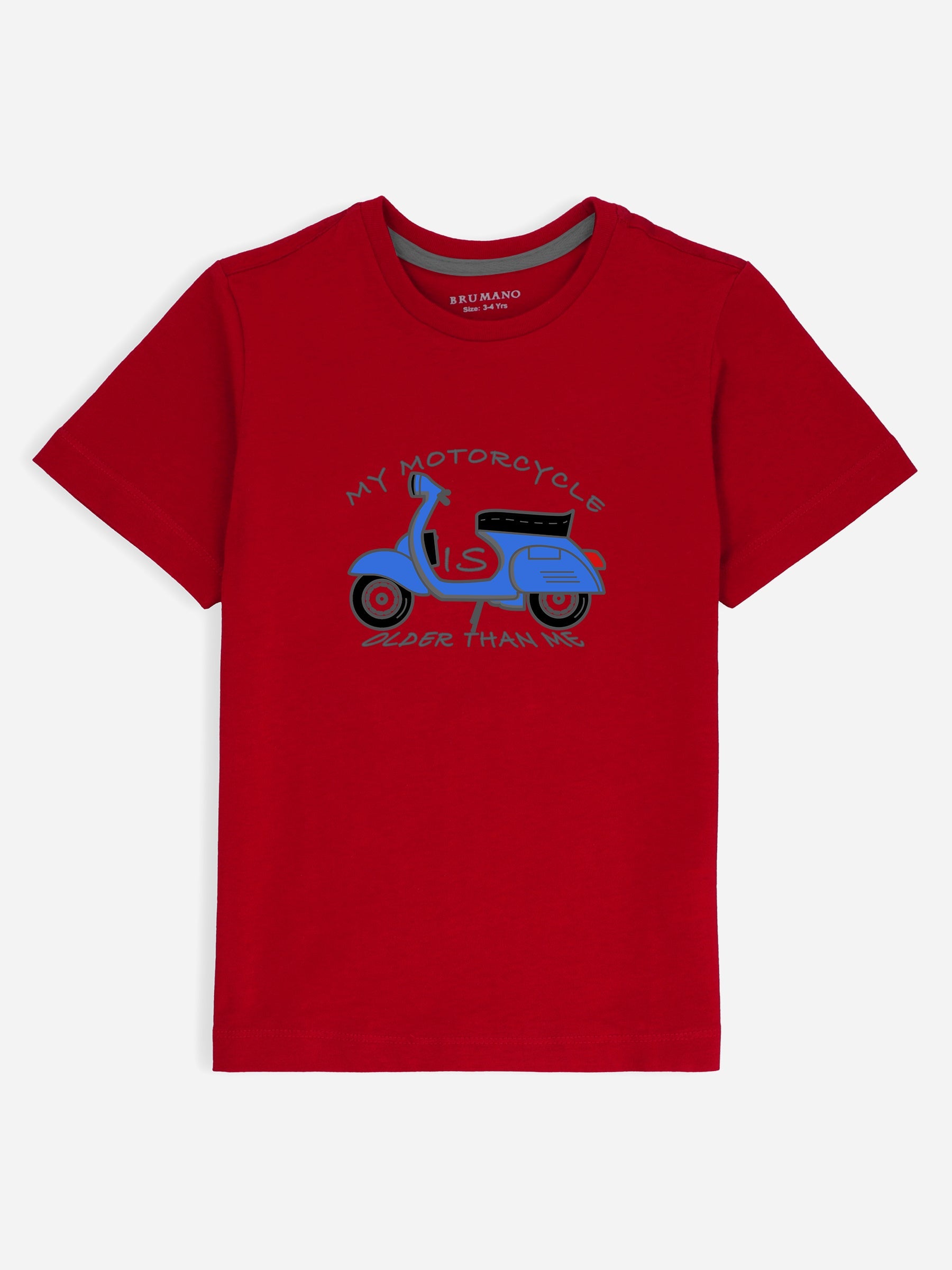 Red Graphic 'Motorcycle' Printed Casual Tee