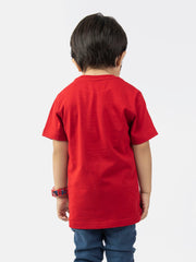 Red Graphic 'Motorcycle' Printed Casual Tee
