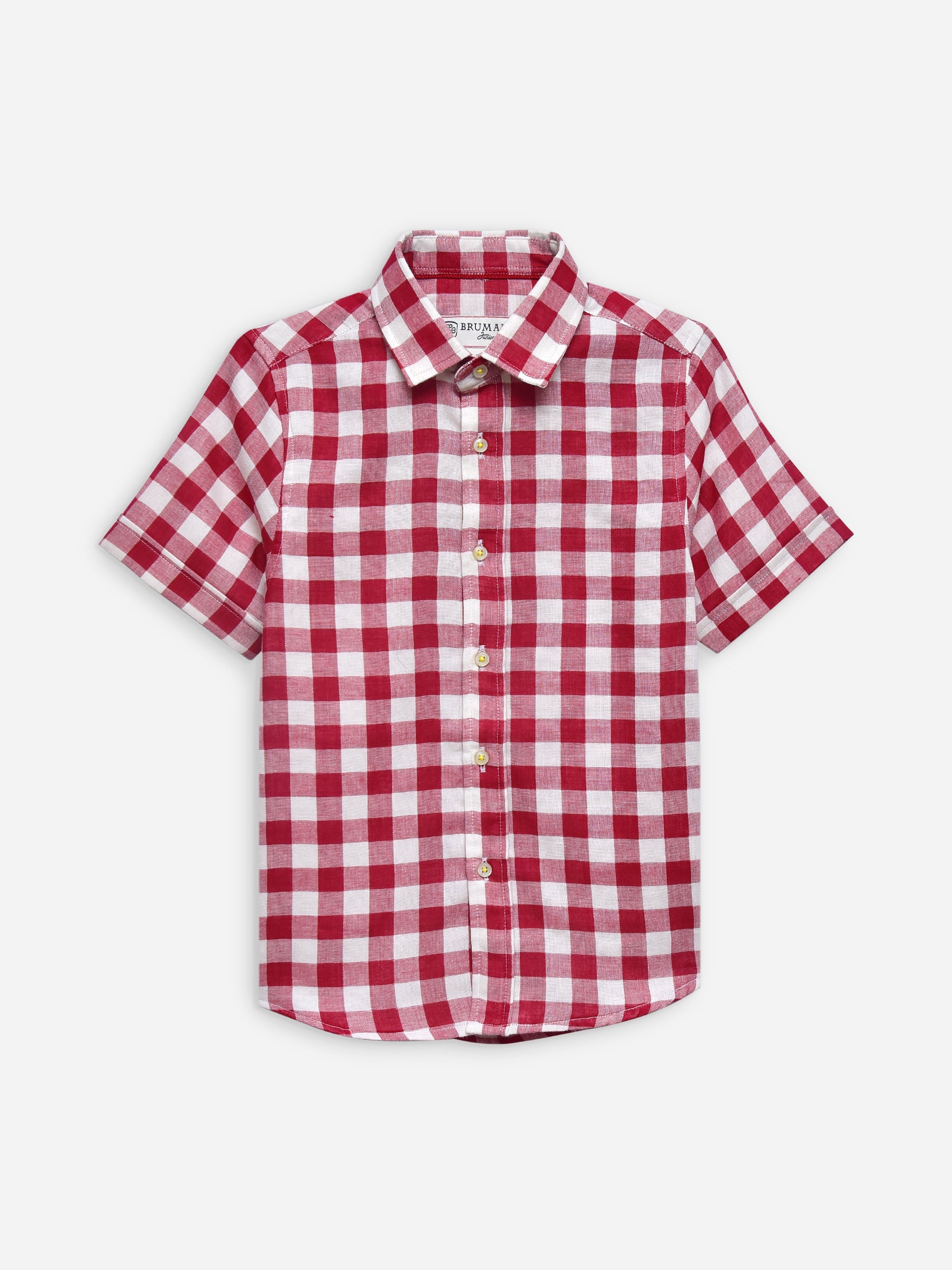 Red Large Gingham Half Sleeve Casual Shirt