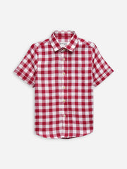 Red Large Gingham Half Sleeve Casual Shirt