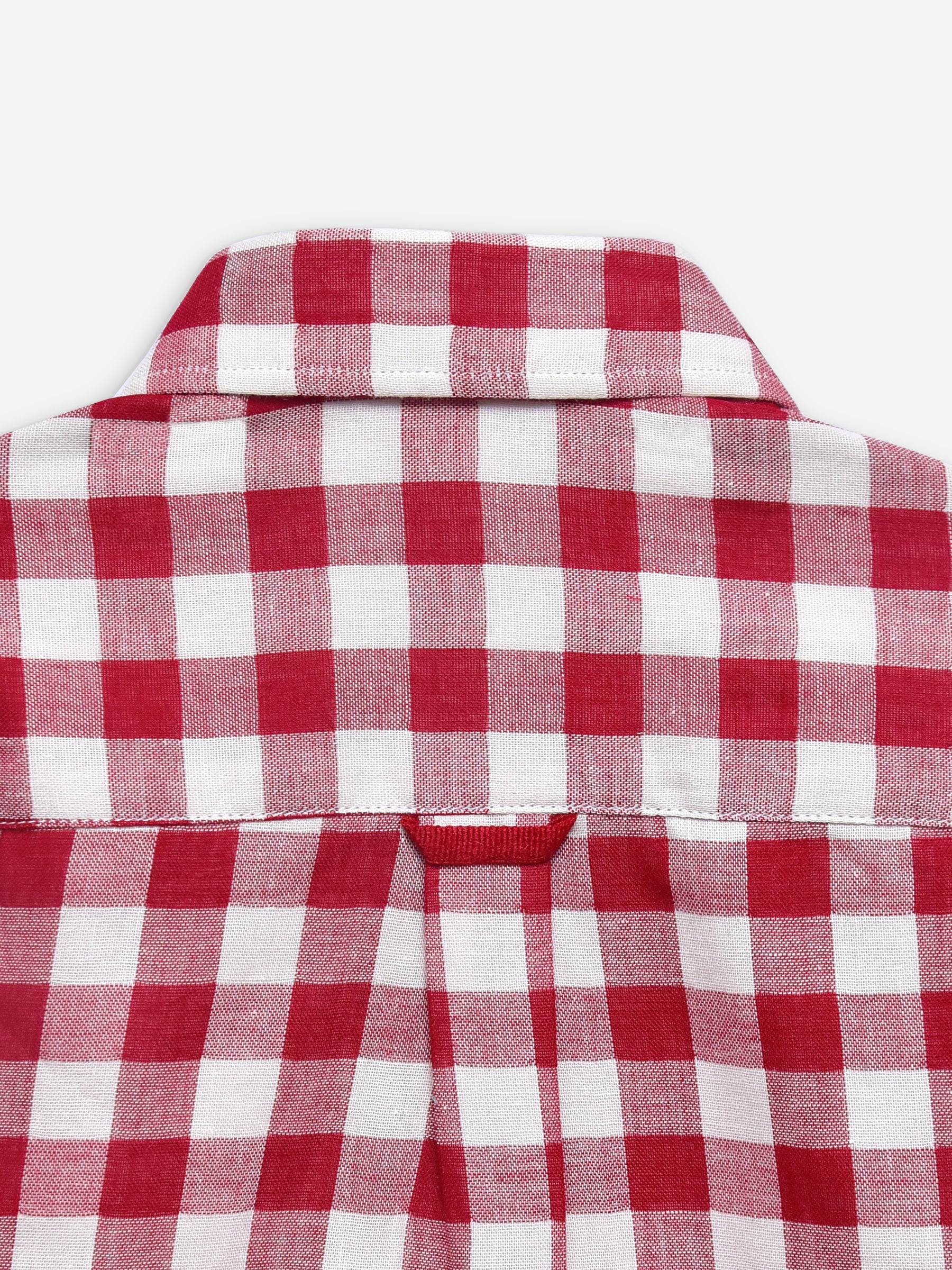 Red Large Gingham Half Sleeve Casual Shirt