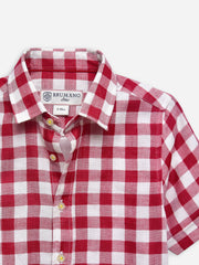 Red Large Gingham Half Sleeve Casual Shirt