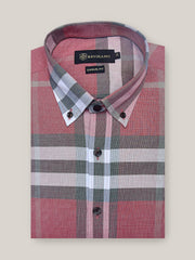 Red Large Windowpane Checkered Shirt
