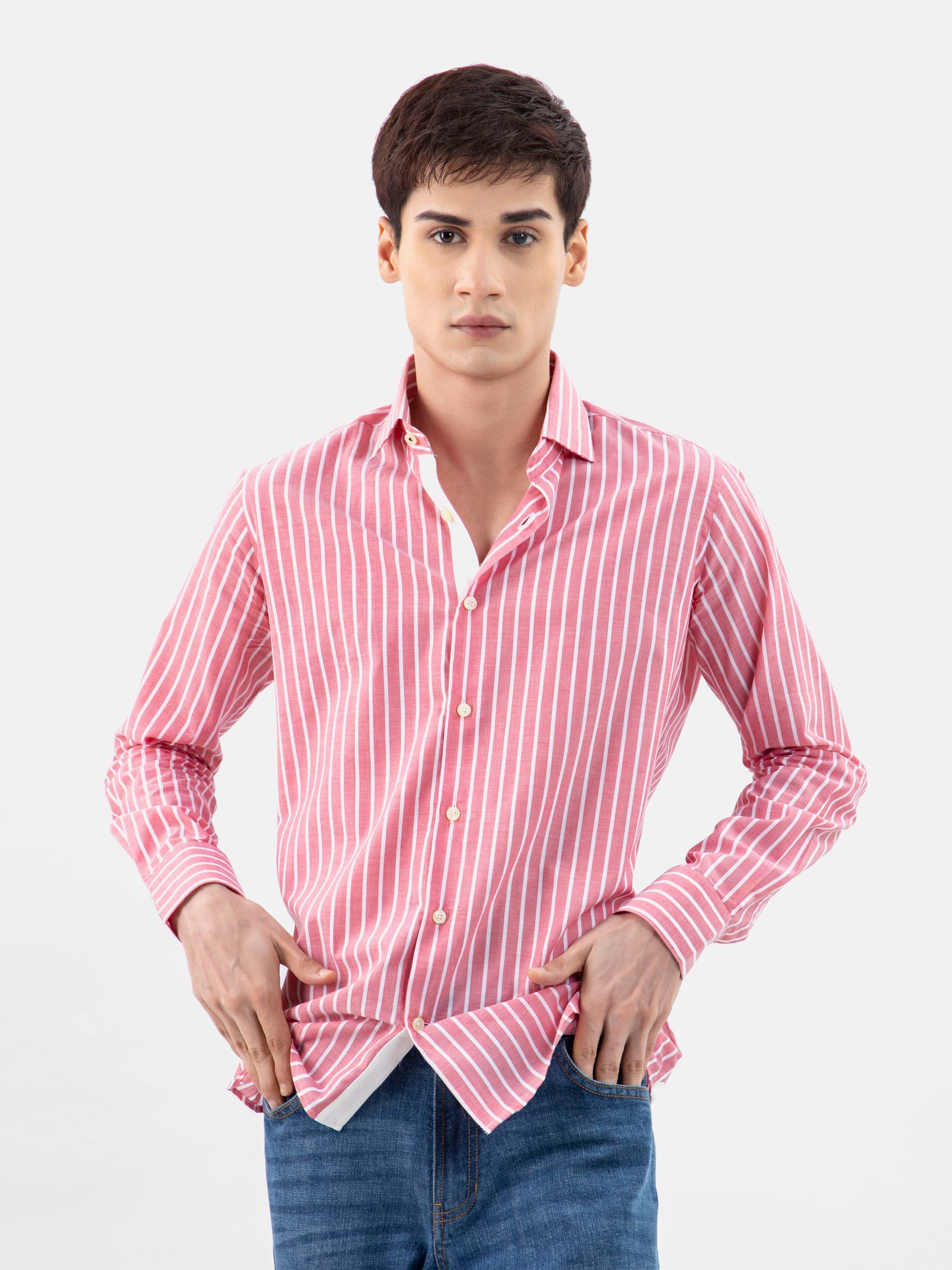 Red Light Weight Striped Shirt