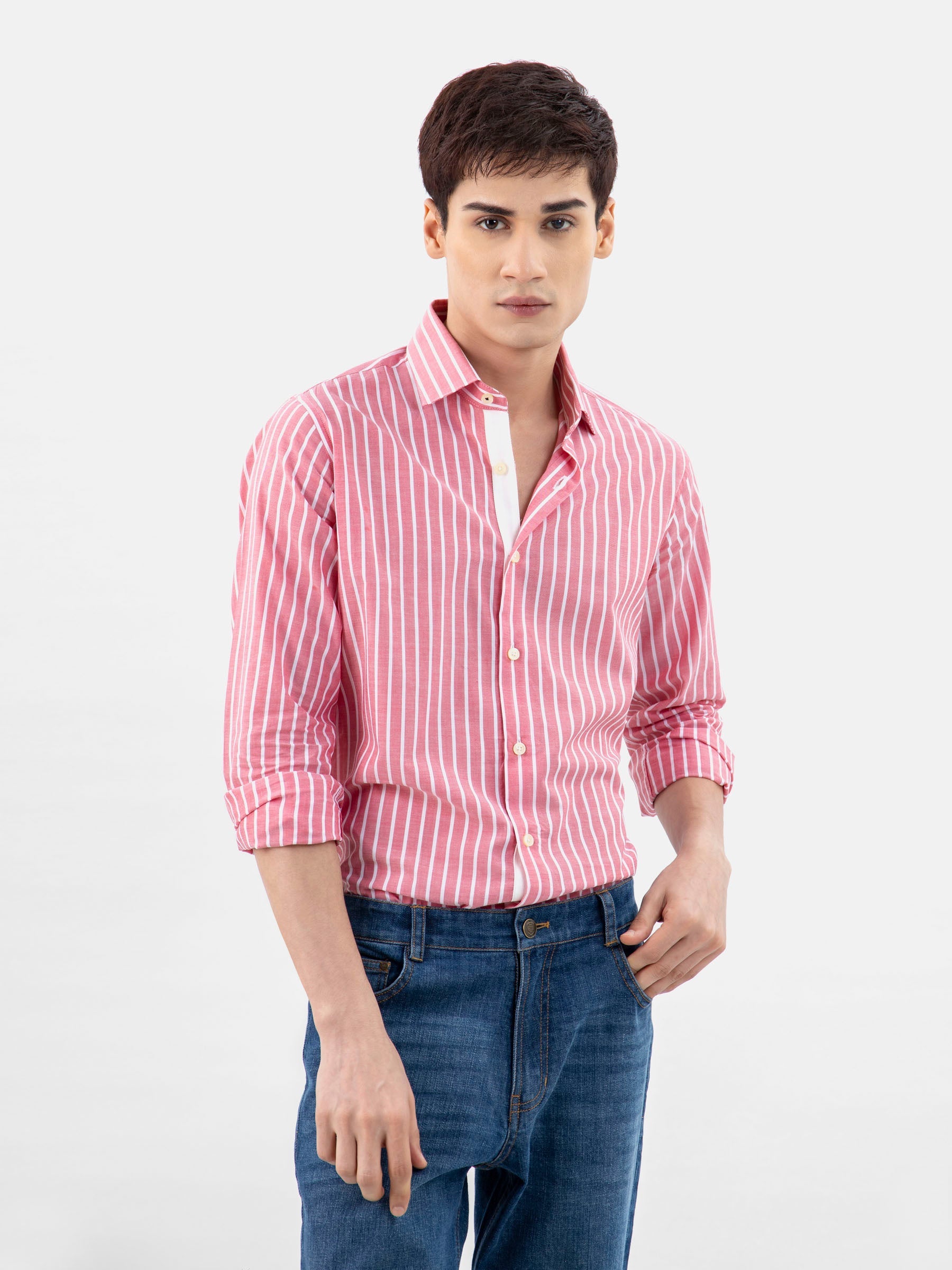 Red Light Weight Striped Shirt