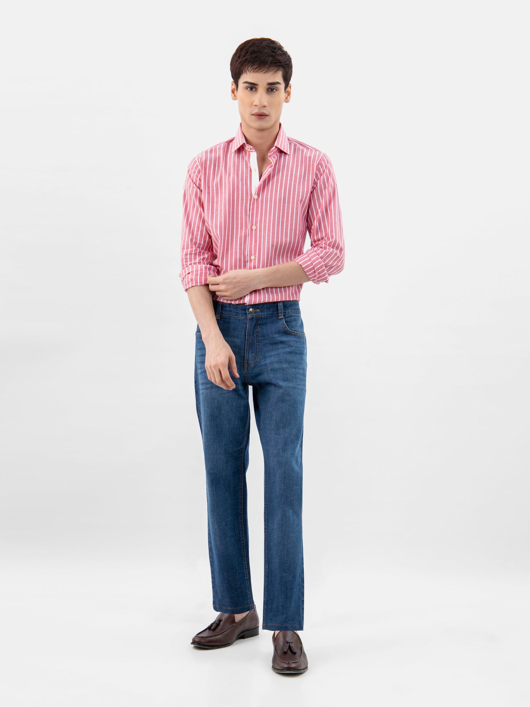 Red Light Weight Striped Shirt