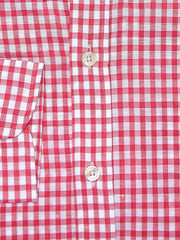 Red Linen Gingham Shirt With Button Down Collar