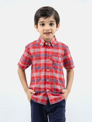 Red Tartan Plaid Half Sleeve Casual Checkered Shirt