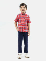 Red Tartan Plaid Half Sleeve Casual Checkered Shirt