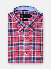 Red Tartan Plaid Light Weight Seersucked Shirt