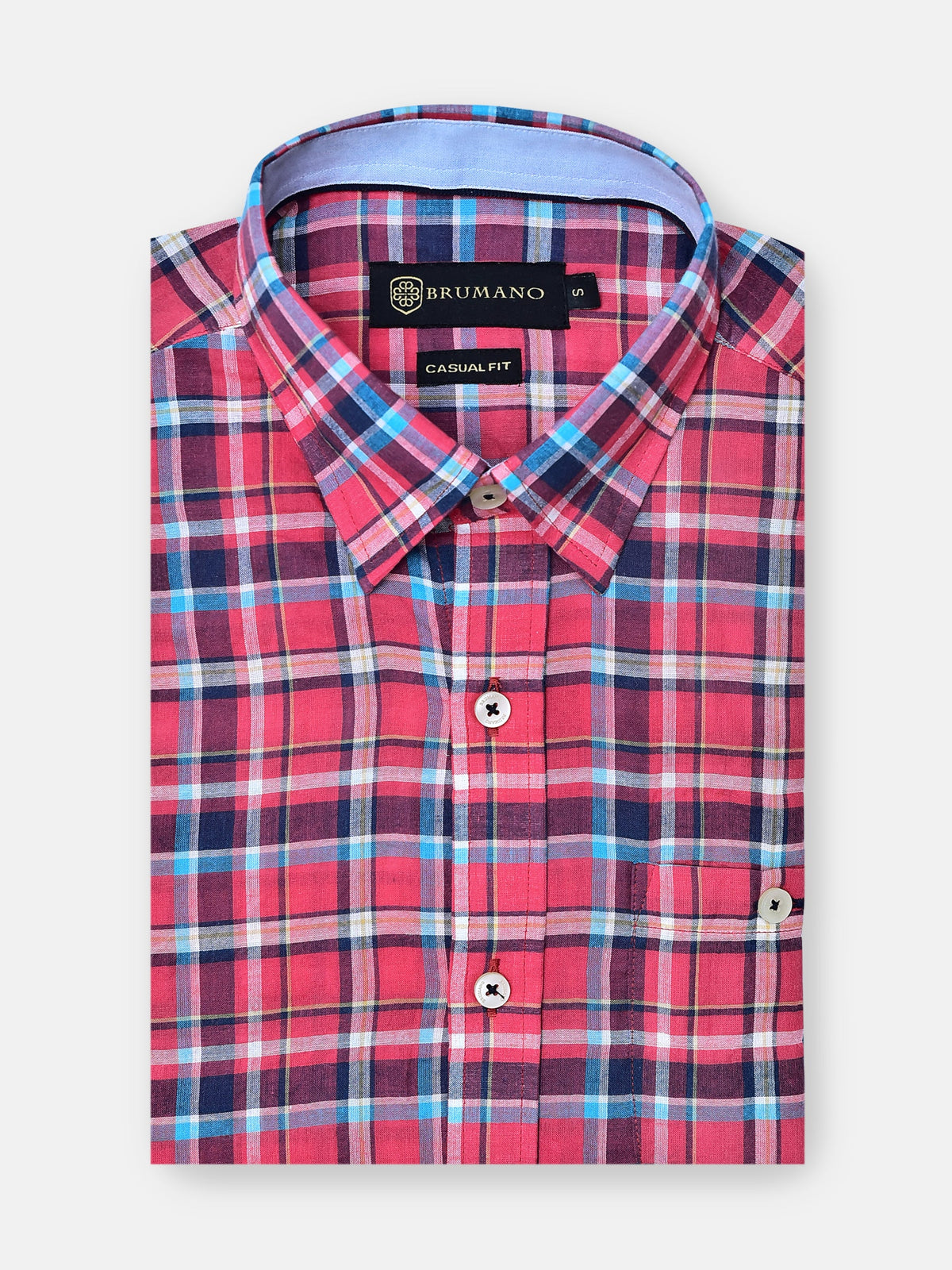Red Tartan Plaid Light Weight Seersucked Shirt