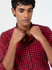 Red & Black Gingham Button Down Shirt