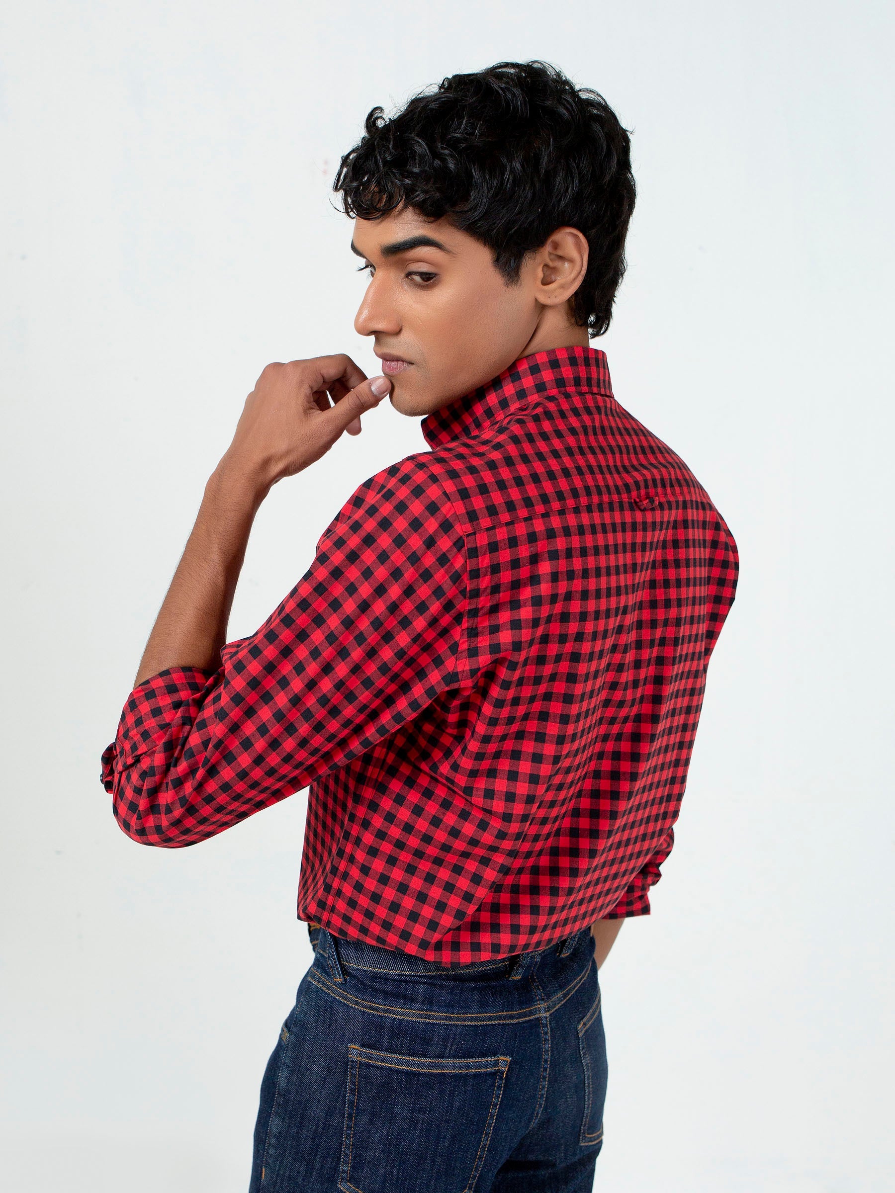 Red & Black Gingham Button Down Shirt