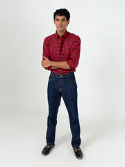 Red & Black Gingham Button Down Shirt