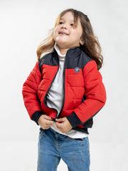 Red & Black Puffer Casual Jacket - Unisex